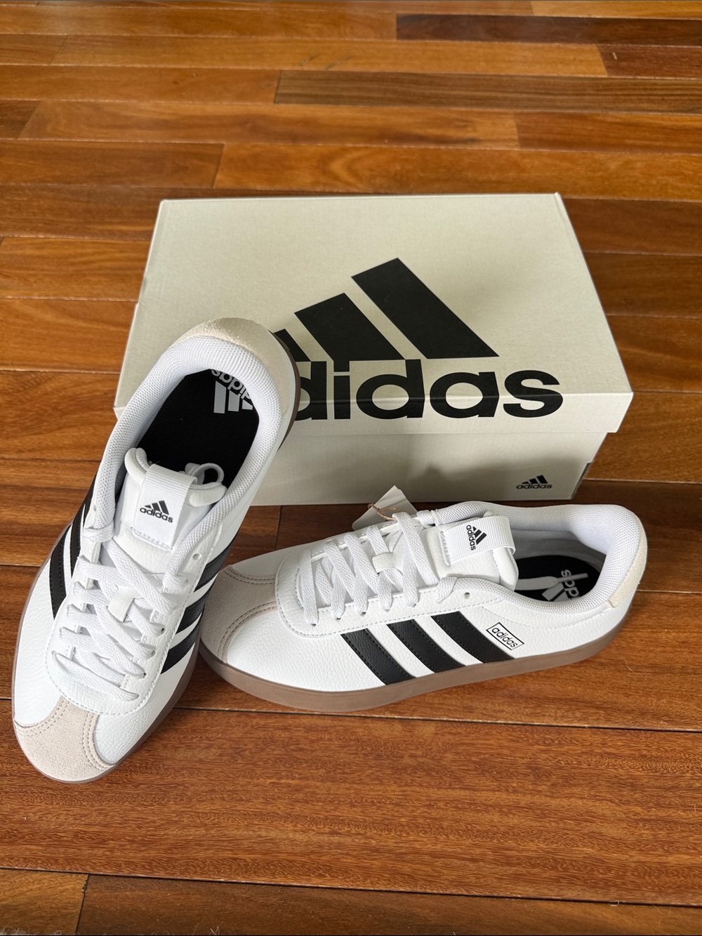 adidas White & Black Retro Court Sneakers